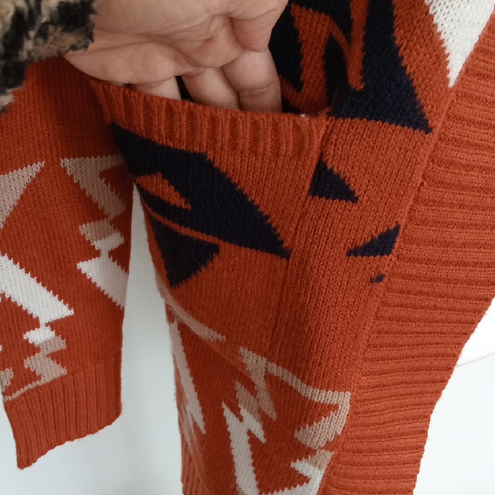 Cato Geometric Patterned Rust Cardigan - image 4